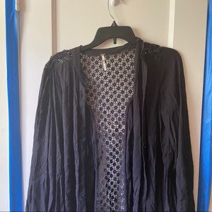 Free People Crochet Patterned Kimono
